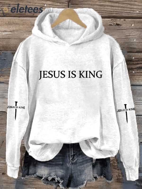 Women’s Jesus is King Cross Printed Hooded Sweatshirt