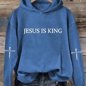 Womens Jesus is King Cross Printed Hooded Sweatshirt2