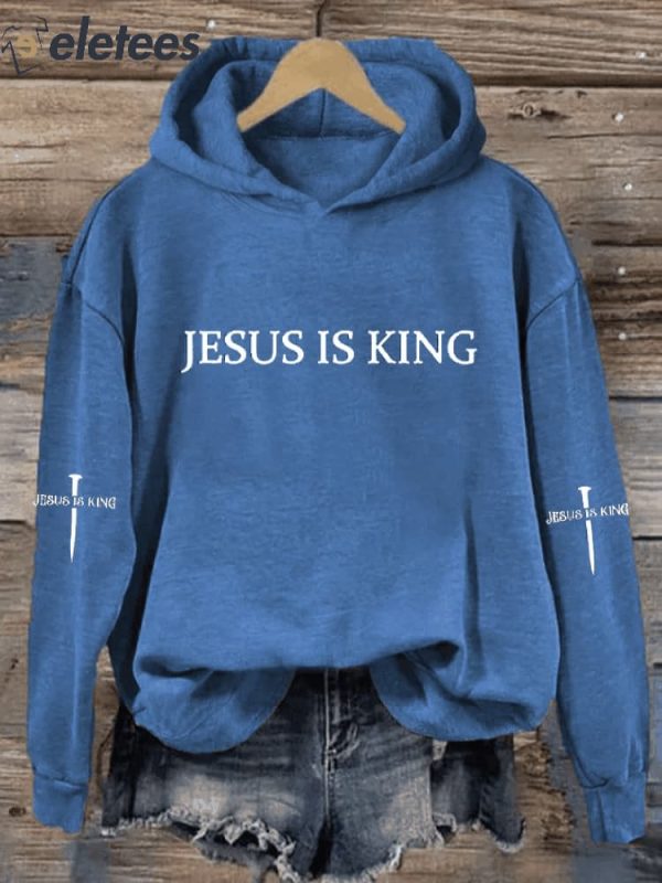 Women’s Jesus is King Cross Printed Hooded Sweatshirt