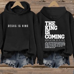 Womens Jesus is King The King is Coming Printed Hoodie