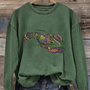 Womens Mardi Gras Crawfish Print Long Sleeve Sweatshirt2