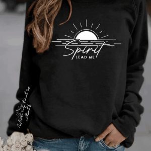 Womens Spirit Lead Me Elegant Boho Christian Quote Print Sweatshirt