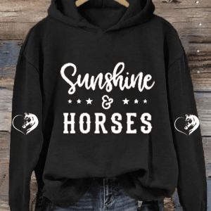 Women’s Sunshine & Horses Horse Lover Printed Hoodie