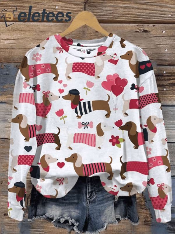 Women’s Valentine’s Day Love Dachshund Dog Sweatshirt