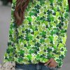 Women’s Vintage St. Patrick’s Day Art Printed Long Sleeve Sweatshirt