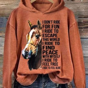Women's Western Pony I Don't Ride For Fun I Ride To Escape Printed Hooded Sweatshirt