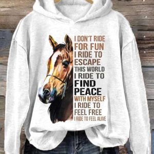 Women’s Western Pony I Don’t Ride For Fun I Ride To Escape Printed Hooded Sweatshirt