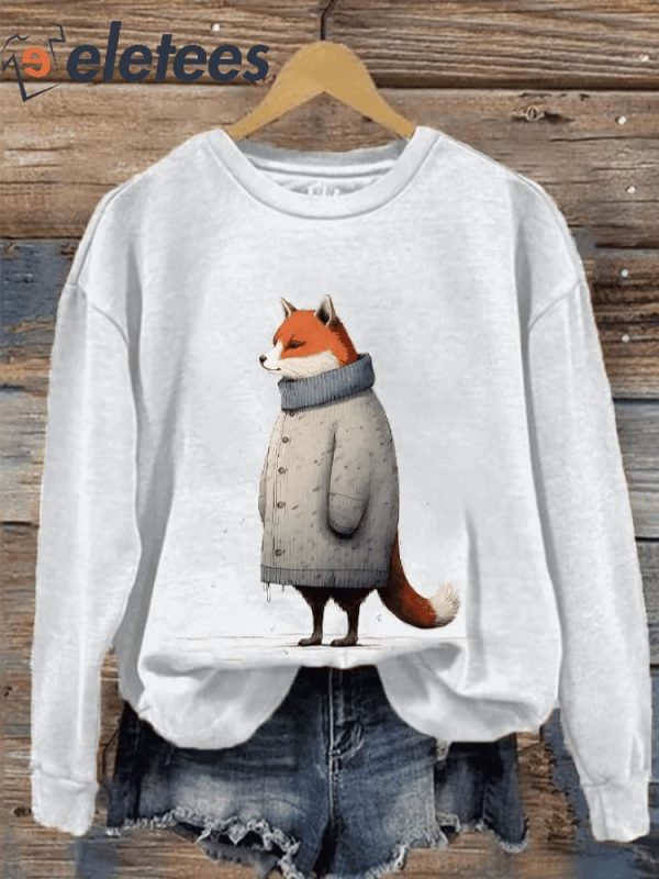 Women’s Winter Funny Cute Wonderland Clothing Fox Printed Sweatshirt