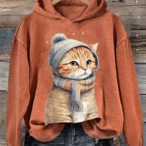 Women’s Winter Vintage Cat Hoodie