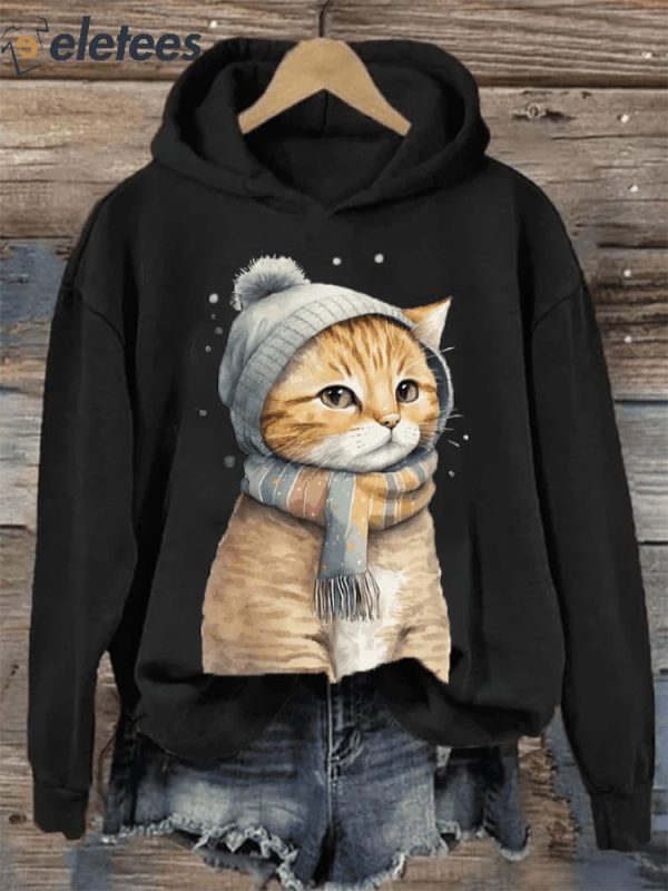 Women’s Winter Vintage Cat Hoodie