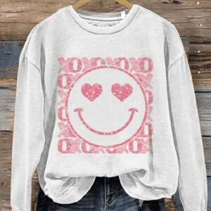 XoXo Smiley Face Valentines Day Casual Print Sweatshirt1