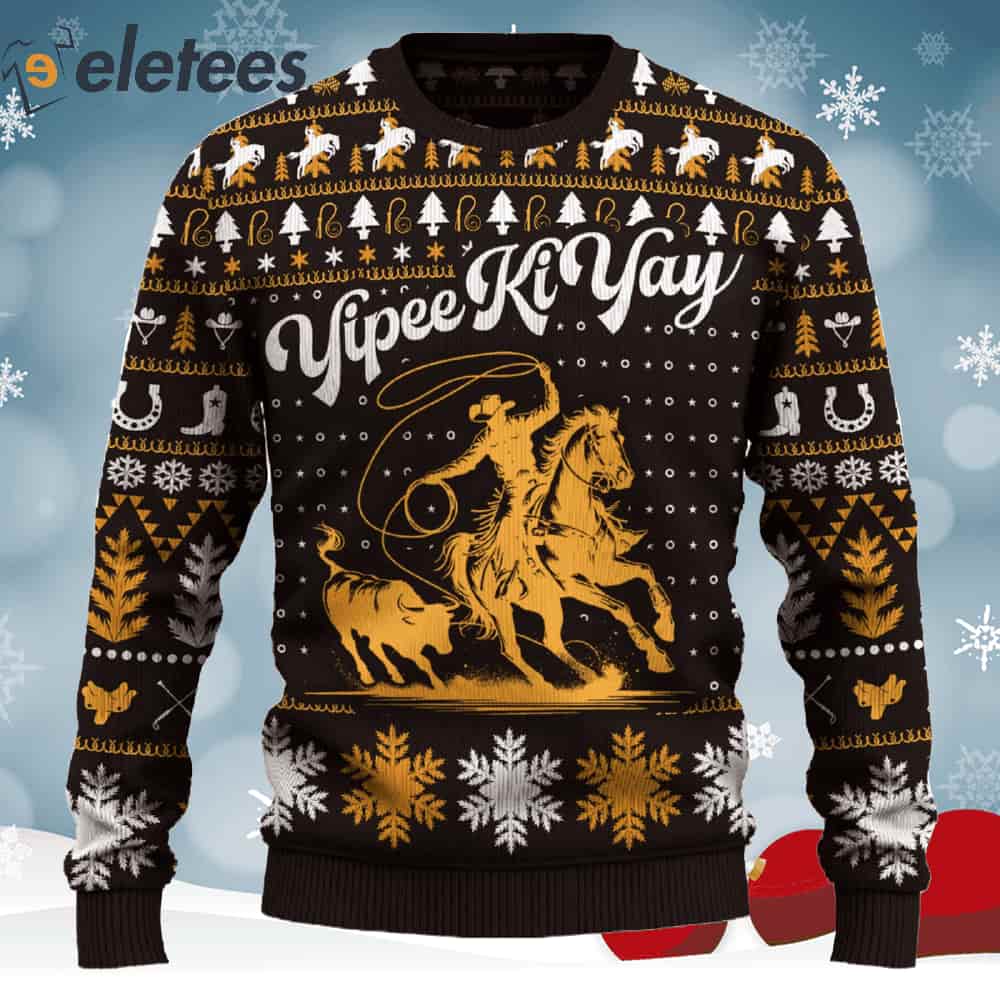 Yipee Ki-Yay Chute Dogging Christmas Ugly Sweater