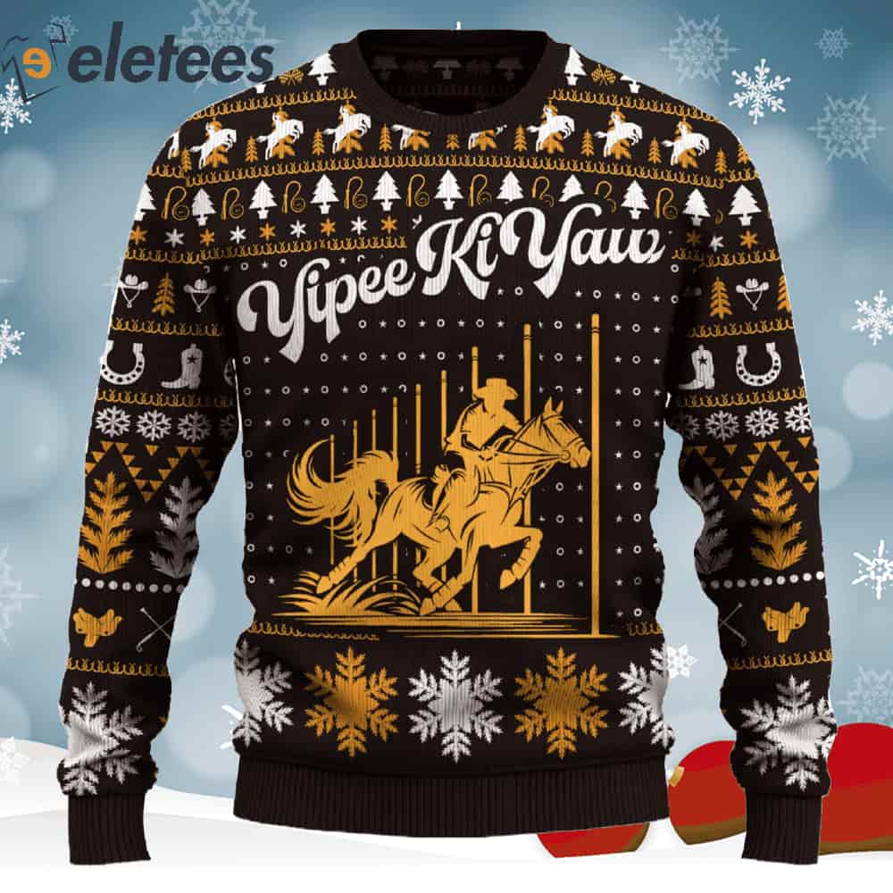 Yipee Ki-Yay Pole Bending Christmas Ugly Sweater