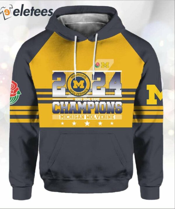 Michigan 2024 Rose Bowl Game Champions Football Hoodie