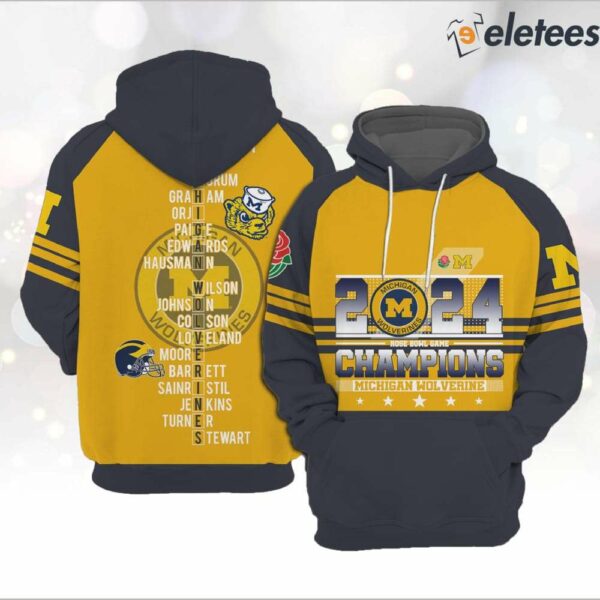 Michigan 2024 Rose Bowl Game Champions Football Hoodie