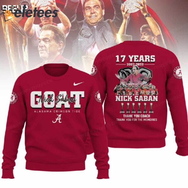 Alabama Nick Saban 17 Years Thank You Coach Thank You For The Memories Shirt