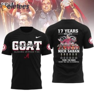 Alabama Nick Saban 17 Years Thank You Coach Thank You For The Memories Shirt3