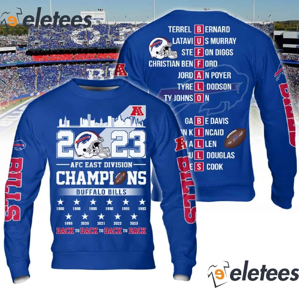 Bills 2023 AFC East Division Champs Back To Back 3D Sweatshirt
