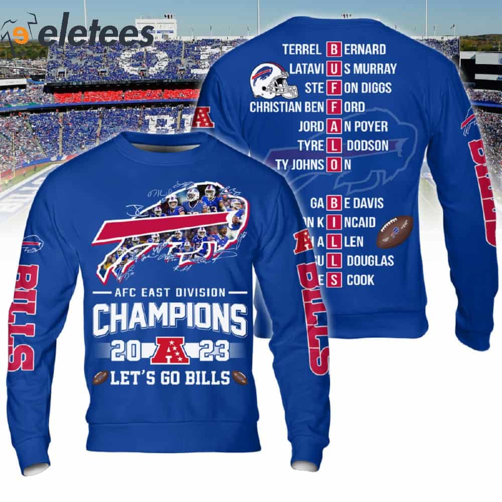 Bills 2023 AFC East Division Champs Signatures 3D Sweatshirt