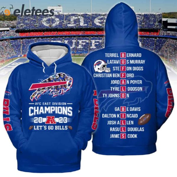 Bills 2023 AFC East Division Champs Signatures 3D Sweatshirt