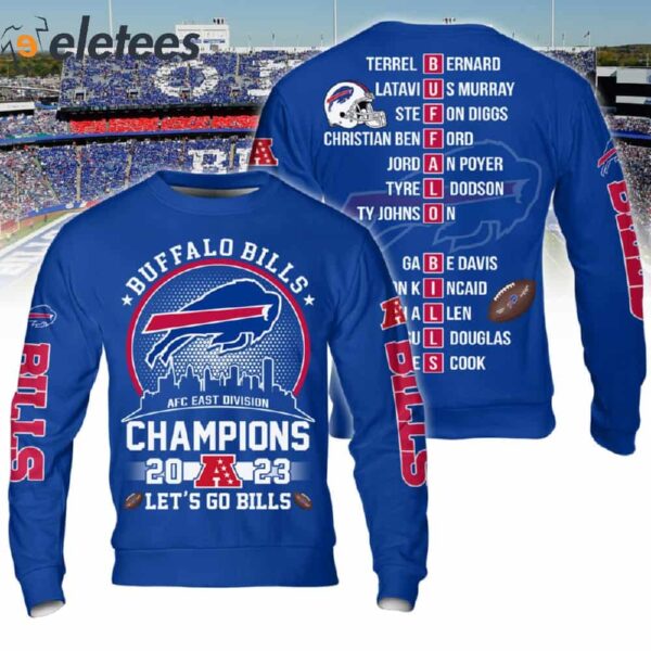 Bills AFC East Champions 3D Sweatshirt 2023