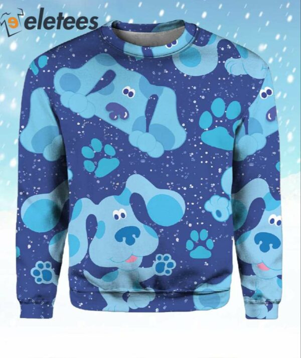 Blues Clues Blue Background 3D Full Over Print Sweater