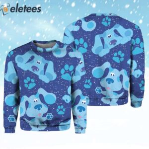 Blues Clues Blue Background 3D Full Over Print Sweater 3