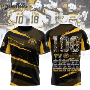 Bruins Celebrating 100 Years Anniversary Signature 3D Shirt