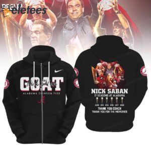 Crimson Tide Nick Saban Coach 17 Seasons At Alabama Thank You Coach All Over Print Hoodie