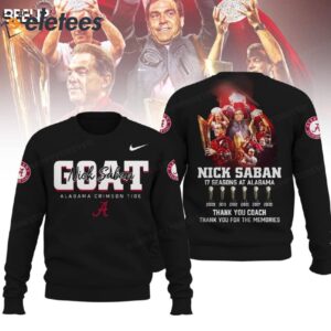 Crimson Tide Nick Saban Coach 17 Seasons At Alabama Thank You Coach All Over Print Hoodie2