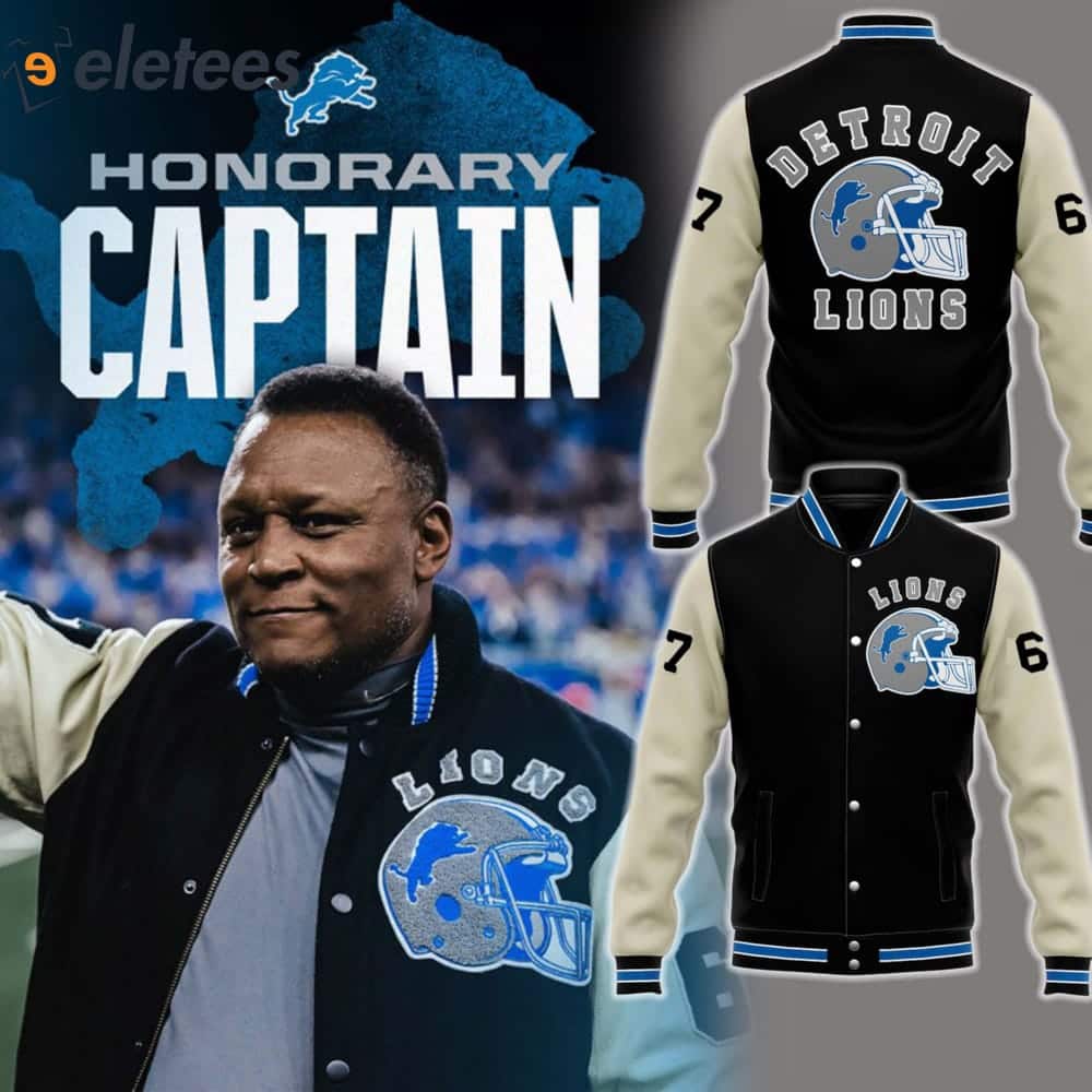 Honorary Captain Barry Sanders Lions Bomber Jacket