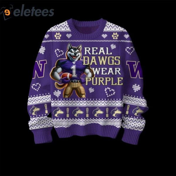 Huskies Real Dawgs Wear Purple Sweater