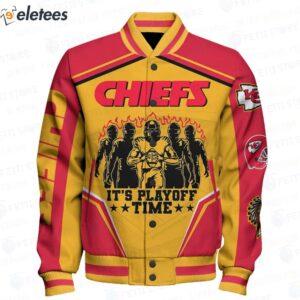 KC CHIEFS Its Playoff Time 3X Super Bowl Champions Varsity Jacket1