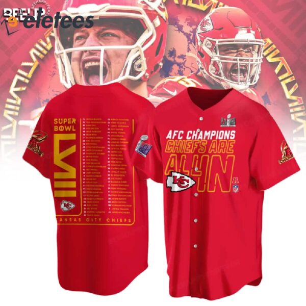 KC Chiefs Are All In AFC Champions 2023 Baseball Jersey