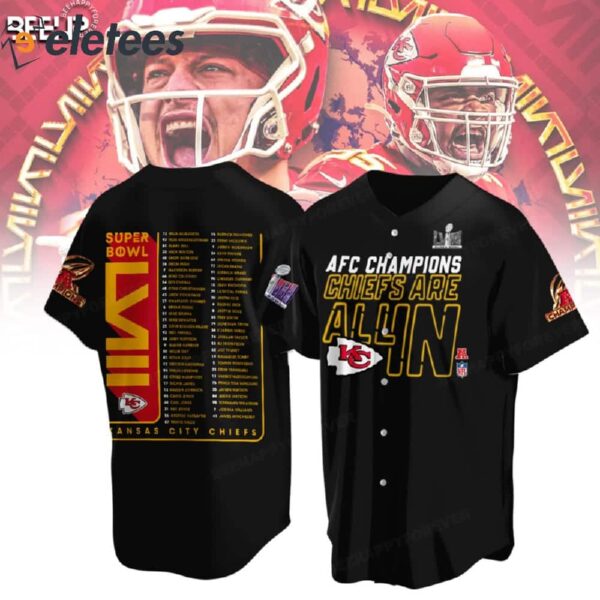 KC Chiefs Are All In AFC Champions 2023 Baseball Jersey