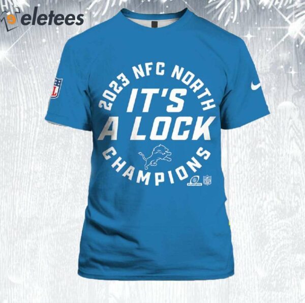 Lions 2023 NFC North Champions It’s A Clock Blue Shirt