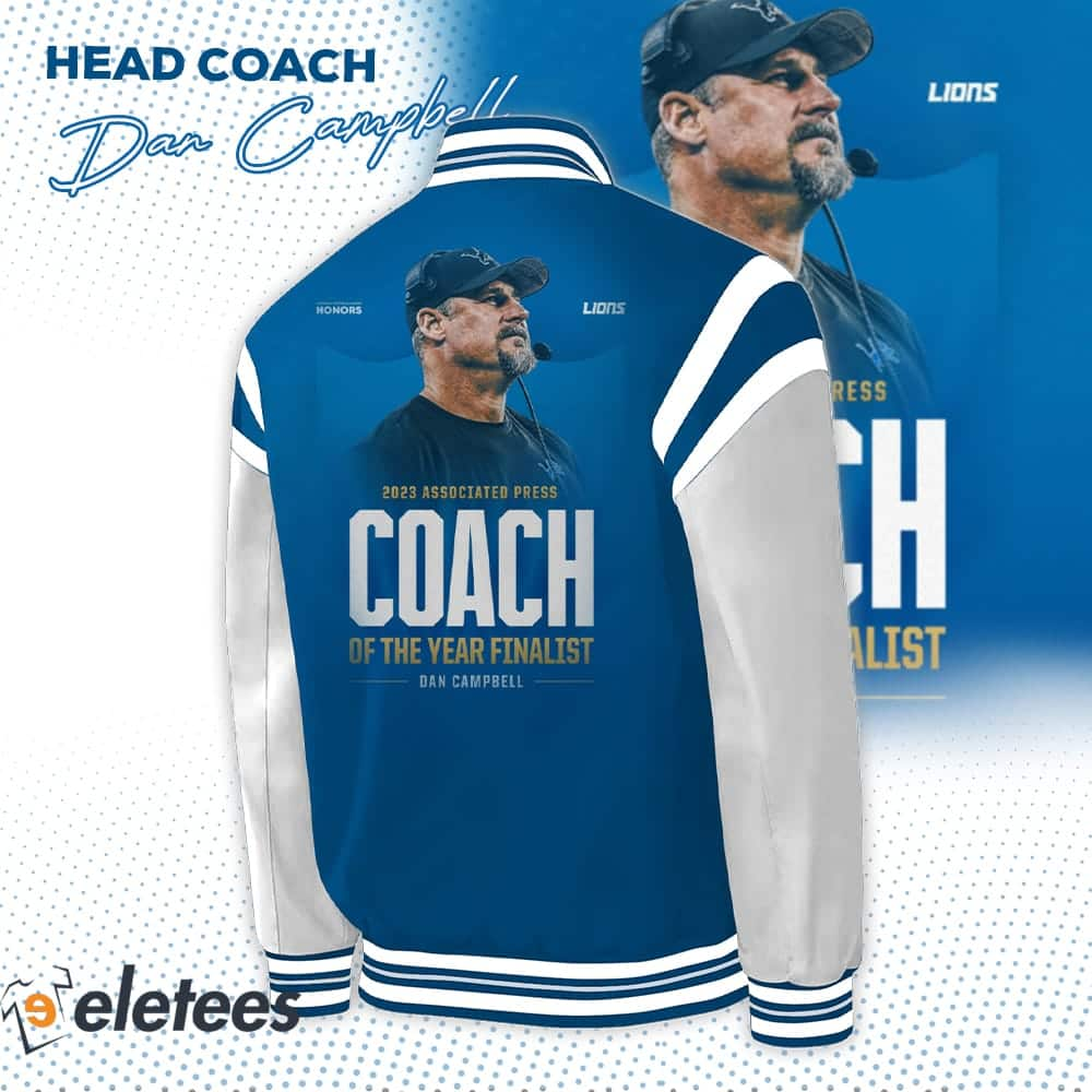 Lions Head Coach Dan Campbell 2023 Coach Of The Year Baseball Jacket