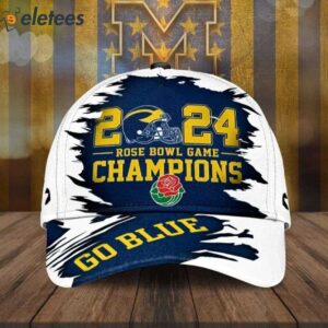 Michigan 2024 Rose Bowl Game Champions Go Blue 3D Cap 1