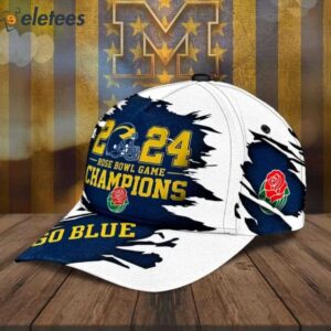 Michigan 2024 Rose Bowl Game Champions Go Blue 3D Cap 2