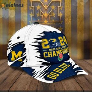 Michigan 2024 Rose Bowl Game Champions Go Blue 3D Cap 3