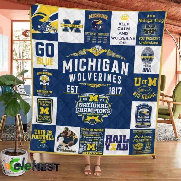 Michigan EST 1817 National Champions 2023 Blanket