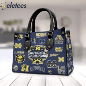 Michigan Football 2024 National Champions Leather HandBag1