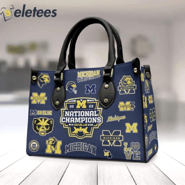 Michigan Football 2024 National Champions Leather HandBag