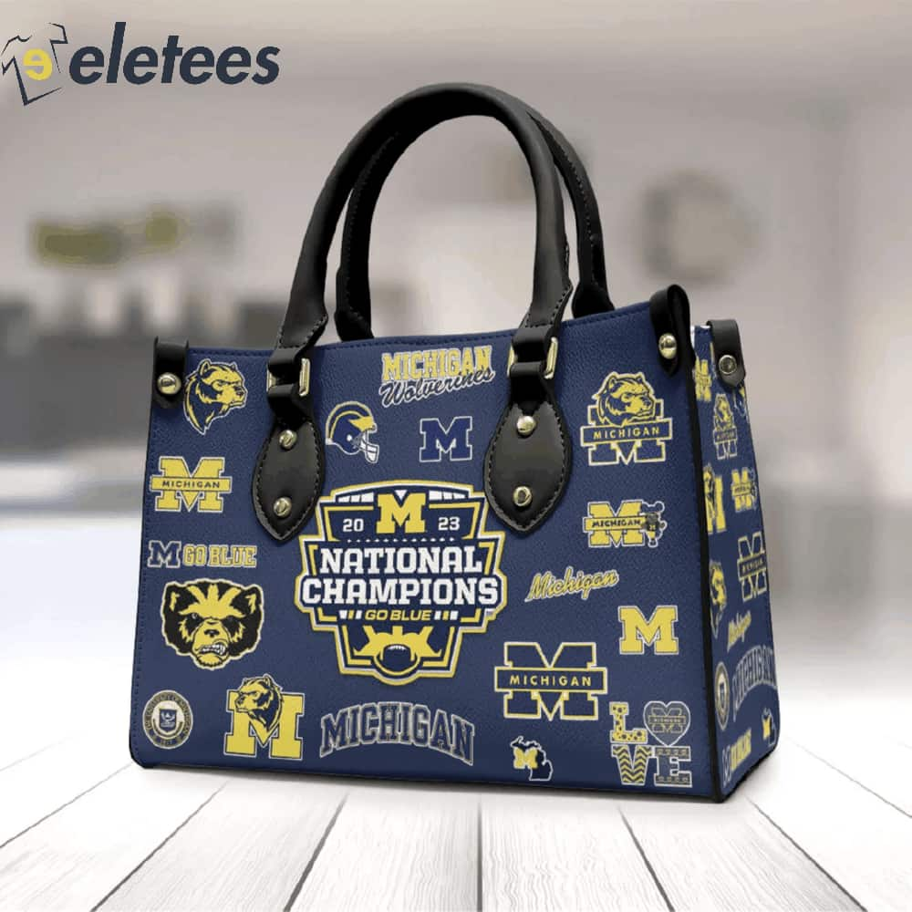 Michigan Football 2024 National Champions Leather HandBag   Michigan Football 2024 National Champions Leather HandBag1 