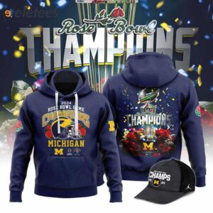 Michigan Football 2024 Rose Bowl Game Champions Hoodie Combo