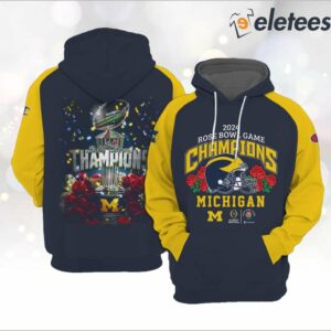 Michigan Football Rose Bowl Game Champions 2024 3D Hoodie 3