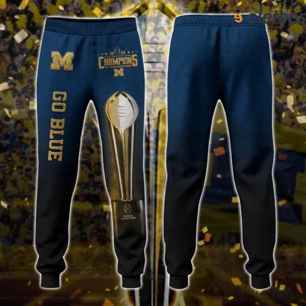 Michigan Go Blue 2024 National Championships 3D Hoodie Jogger Combo