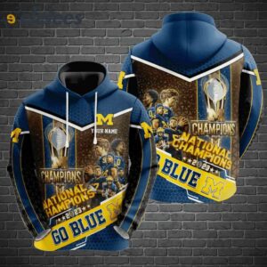 Michigan National Champions 2023 Go Blue Custom Name Hoodie Jogger Combo1