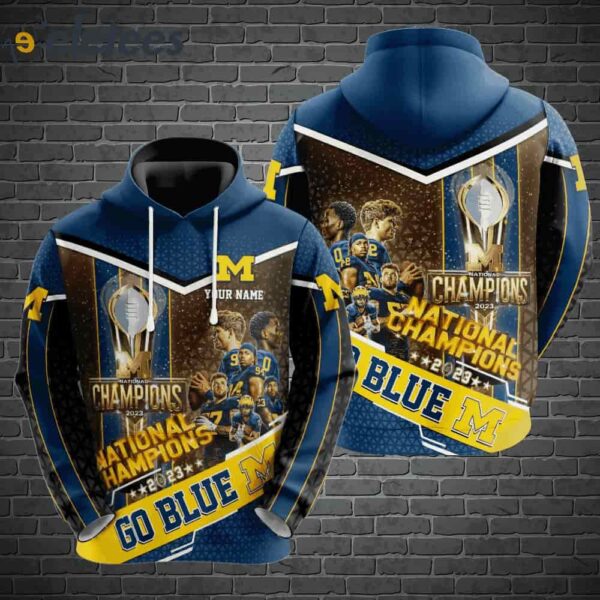 Michigan National Champions 2023 Go Blue Custom Name Hoodie Jogger Combo