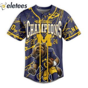 Michigan National Champions 2024 Hail To The Victors Custom Name Baseball Jersey1